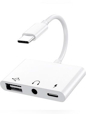 USB C to 3.5mm Audio OTG Adapter w/60W PD Fast Charging Headphone Splitter 3in1